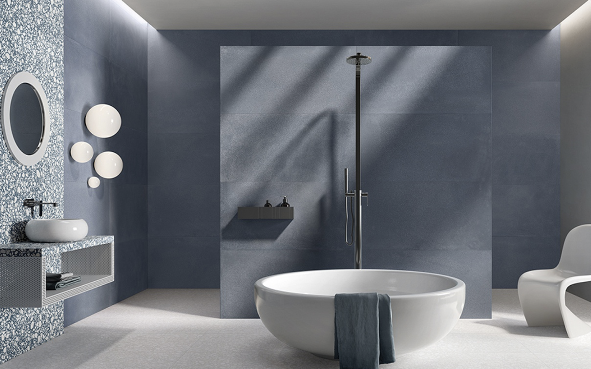 Fliseuniverset farvede terrazzo fliser BERLIN Blue