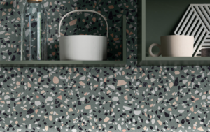 Fliseuniverset farvede terrazzo fliser BERLIN green pebble